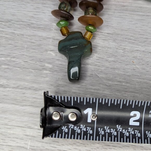 Multicolor Stone Beaded Necklace with Cross Pendant Hook Closure - Picture 10 of 11